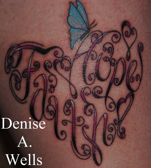 Blue Butterfly, Faith And Hope Tattoo