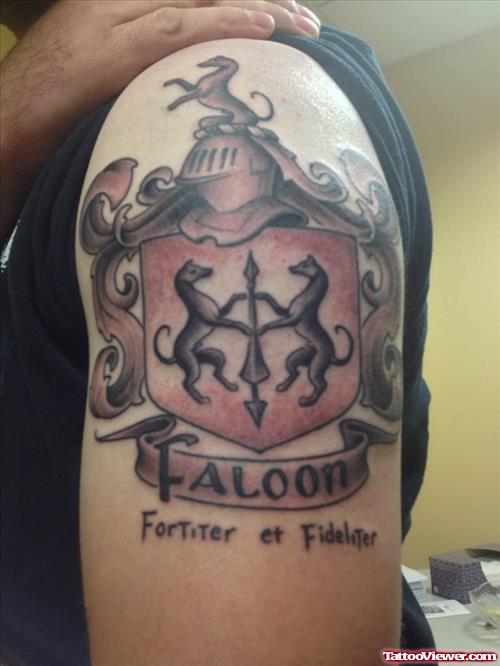 Amazing Man Left Shoulder Family Crest Tattoo