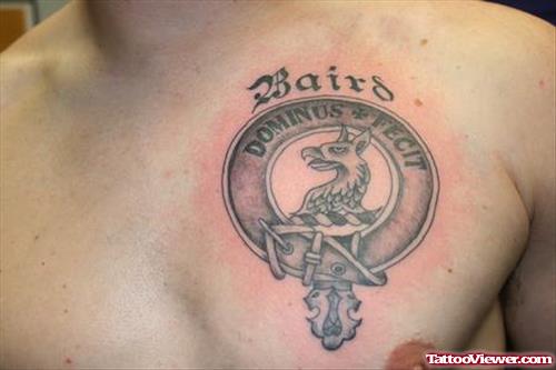 English Family Crest Tattoo For Chest