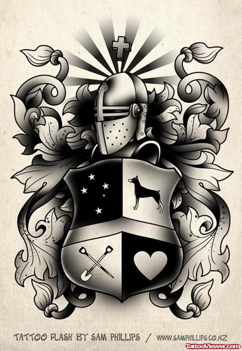 Awful Black And Grey Ink Family Crest Tattoo