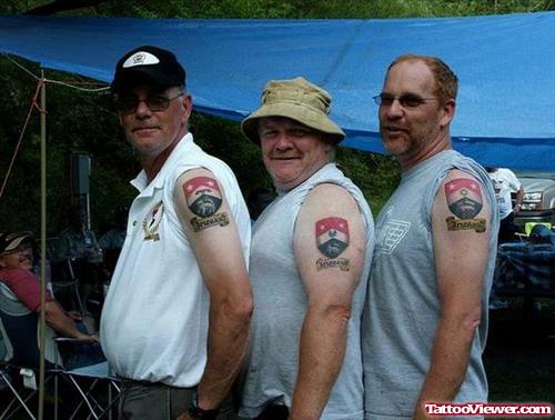Man Left SHoulders Family Crest Tattoo