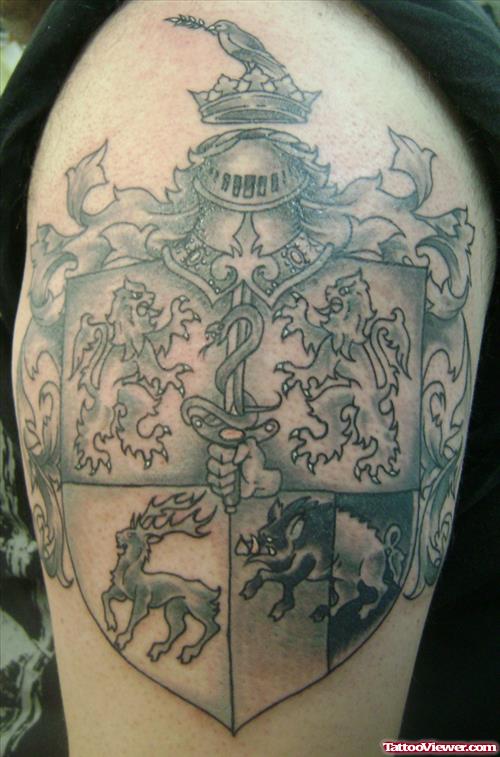 Sullivan Family Crest Tattoo On Half Sleeve