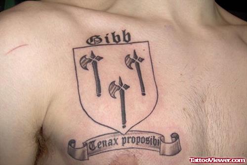 Grey Ink Crest Family Crest Tattoo For Men