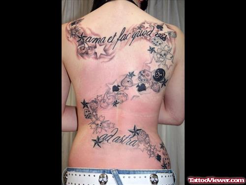 Girl Back Body Family Crest Tattoo