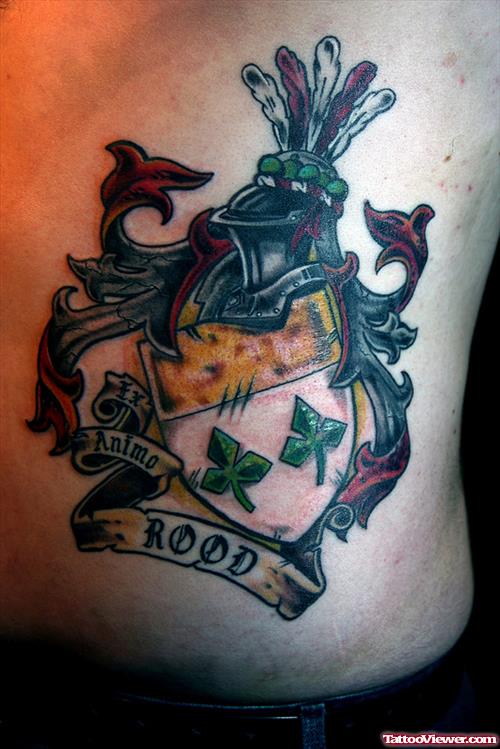 Rib Side Family Crest Tattoo