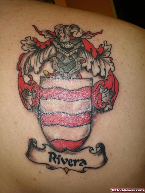 Right BAck Shoulder Family Crest Tattoo