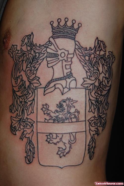 Crown Head And Griffin Family Crest Tattoo