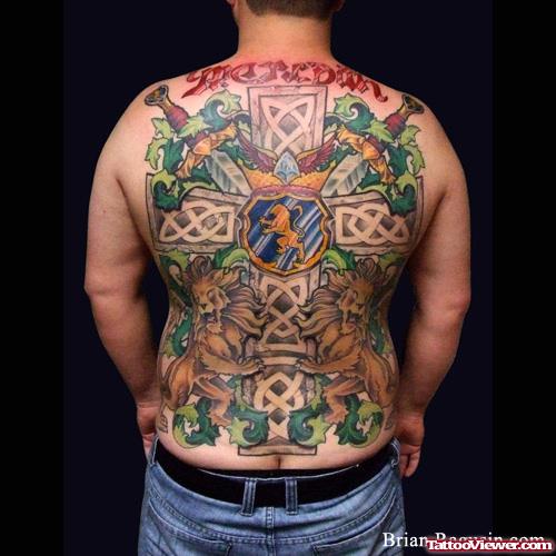 Full Back Family Crest Tattoo