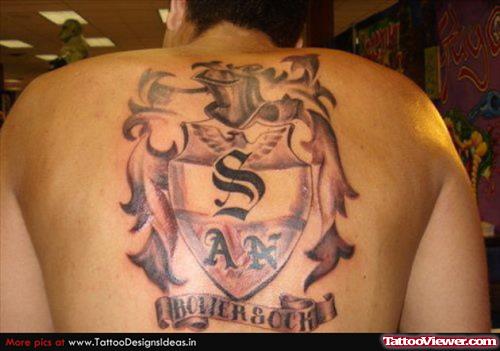 Cool Back Body Family Crest Tattoo
