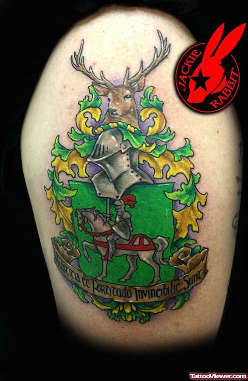 Green Ink Irish Family Crest Tattoo