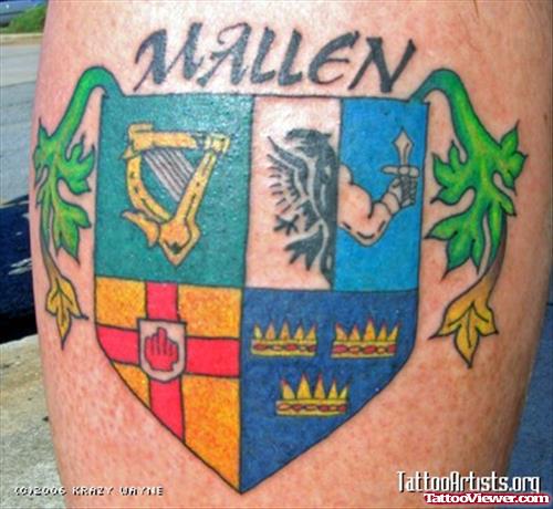 Classic Colored Family Crest Tattoo