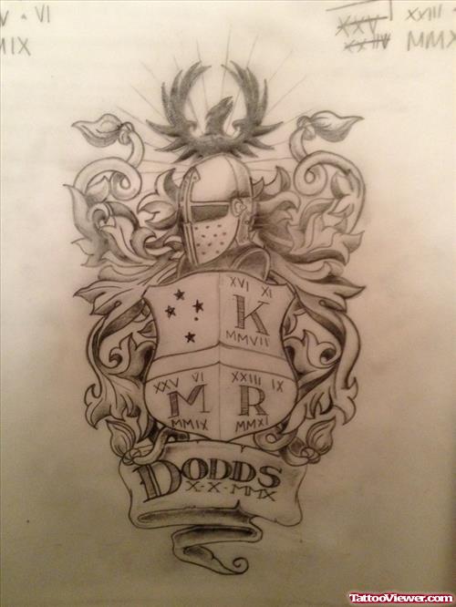 Dodds Banner Family Crest Tattoo Design