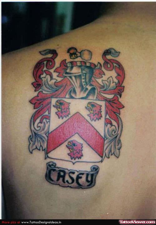 Back Shoulder Family Crest Tattoo