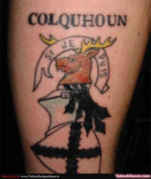 Fine Colored Family Crest Tattoo