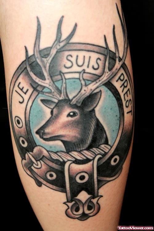 Deer Head Family Crest Tattoo