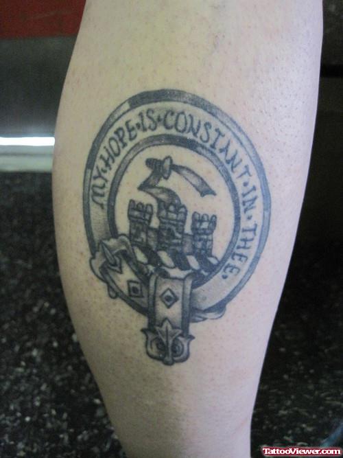 Beautiful Family Crest Tattoo For Leg