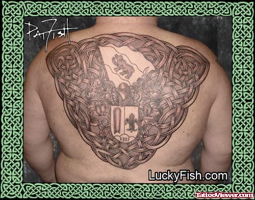 Celtic Family Crest Tattoo On Back Body