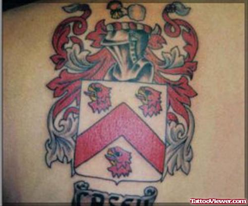 Back Body Family Crest Tattoo Design
