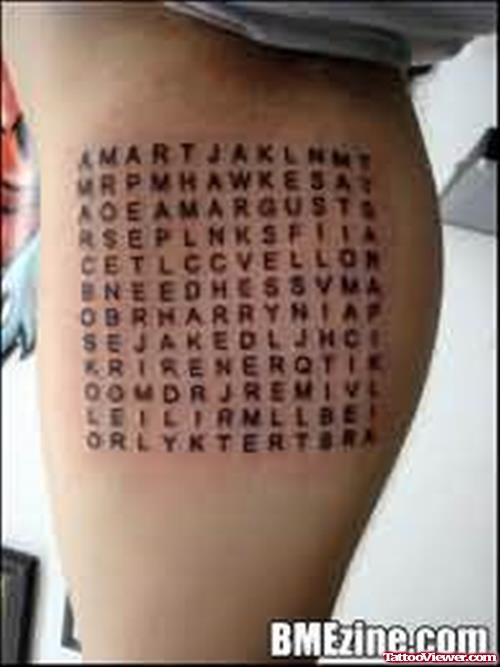 Alphabets Tattoo On Muscles