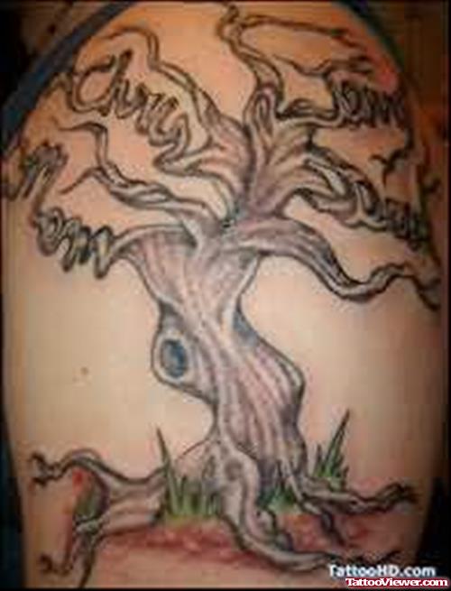 Tree Family Tattoo On Shoulder