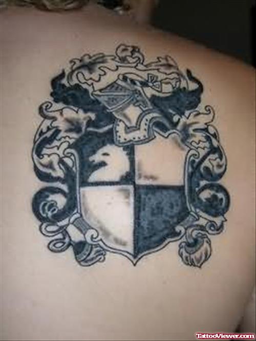 Family Crest Shield Tattoo On Back