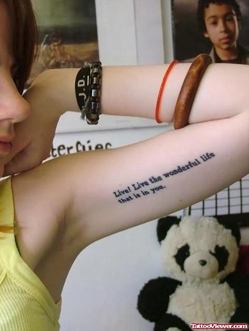 Live The Wonderfull Life Tattoo On Muscles