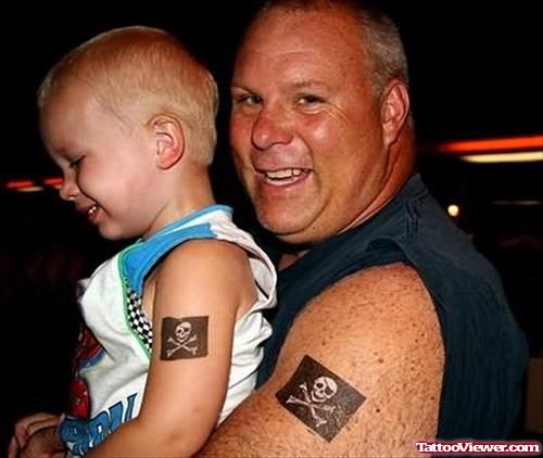 Family Crest Danger Tattoo On Shoulder