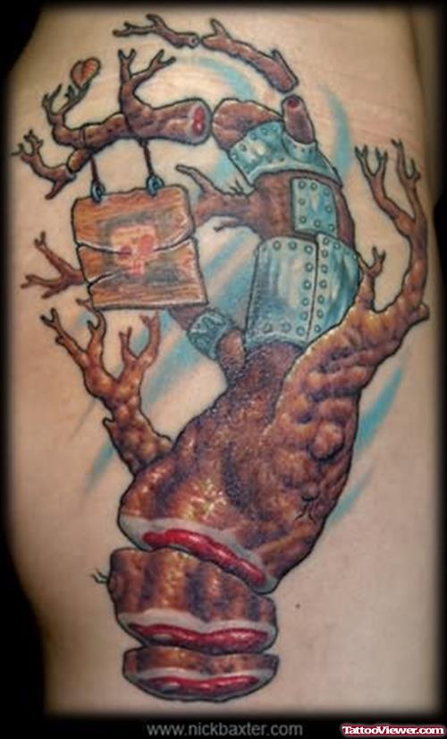 Sam Tree Tattoo On Biceps