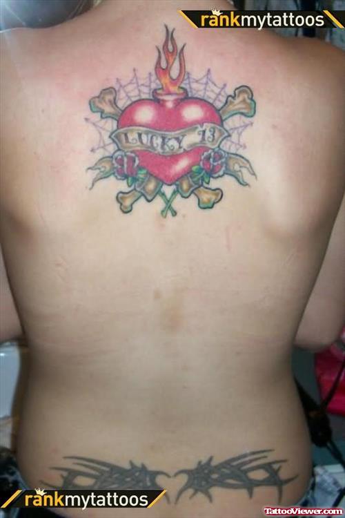 Red Heart Tattoo On Back