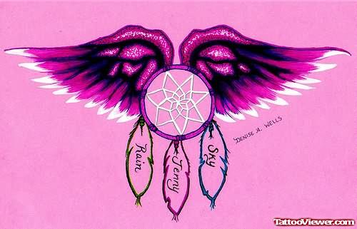 Family Wing Tattoo Design
