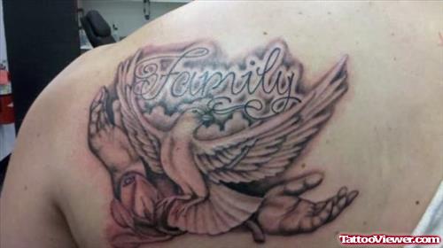 Family Angel Tattoo On Back