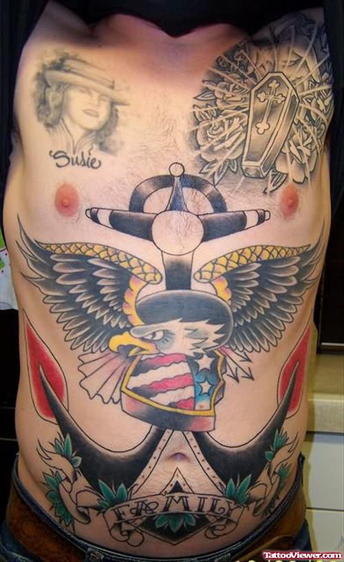 Anchor Tattoo On Belly