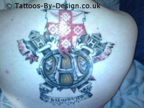 Back Body Family Crest Tattoo On Back