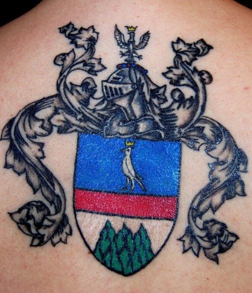 Grey And Colored Ink Italian Family Crest Tattoo