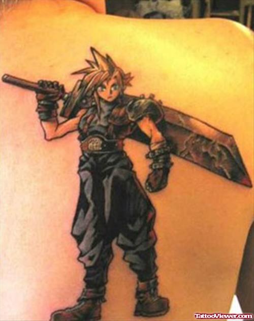Fantasy Tattoo On Right Back Shoulder