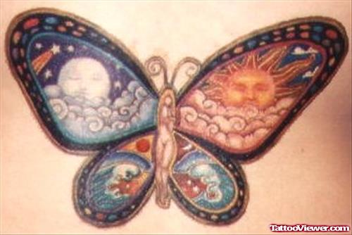 Colored Butterfly Fantasy Tattoo