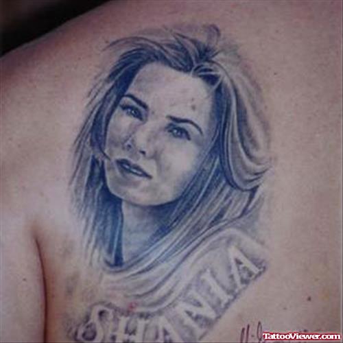 Shania Fantasy Tattoo On Back Shoulder