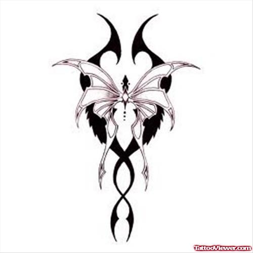 Tribal And Butterfly Fantasy Tattoo Design