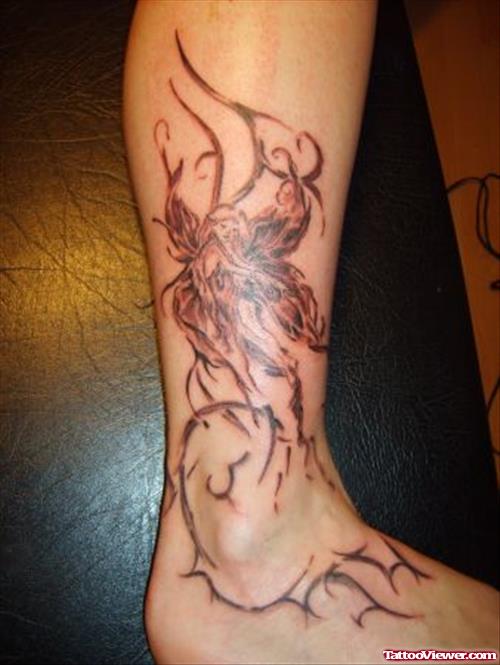 Fantasy Tattoo On Leg