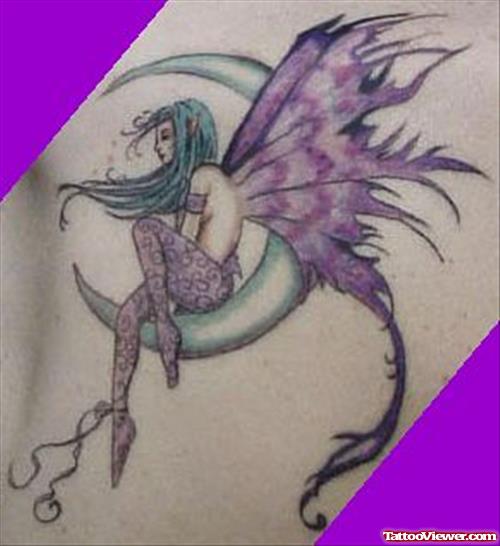 Moon And Fairy Fantasy Tattoo