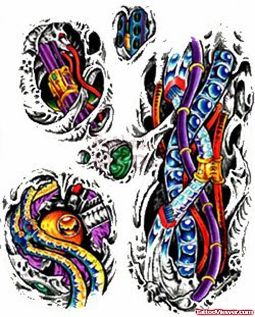 Awesome Colored Fantasy Tattoo Design