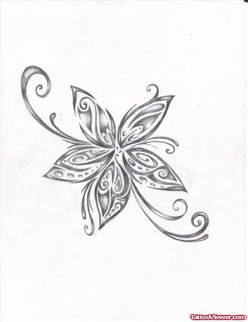 Tribal Flower Fantasy Tattoo Design
