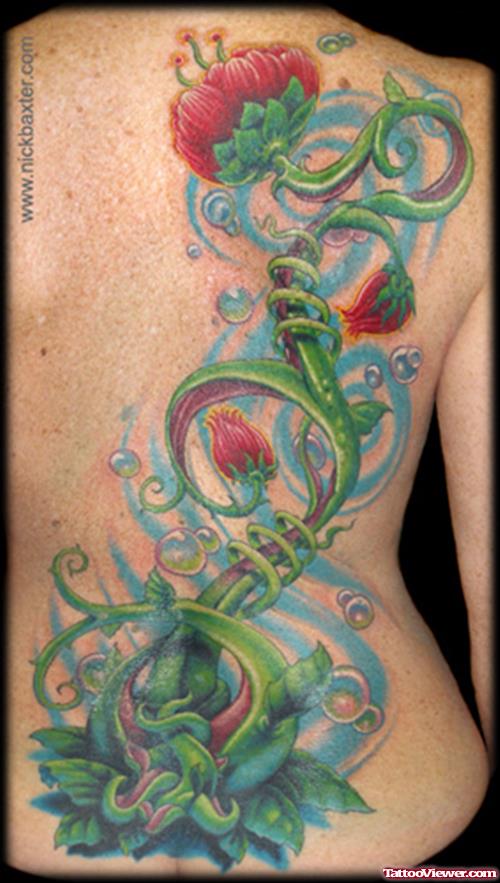 Fantasy Flower Tattoo On Back