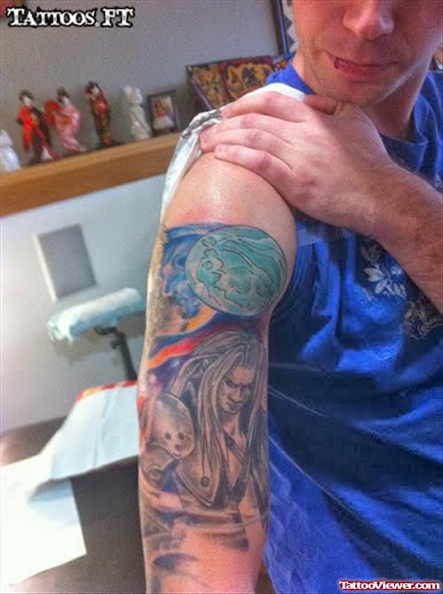 Guy Showing Fantasy Tattoo On Right Half Sleeve
