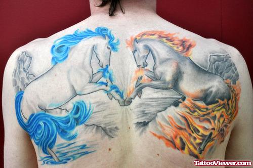 Colored Fantasy Back Body Tattoo