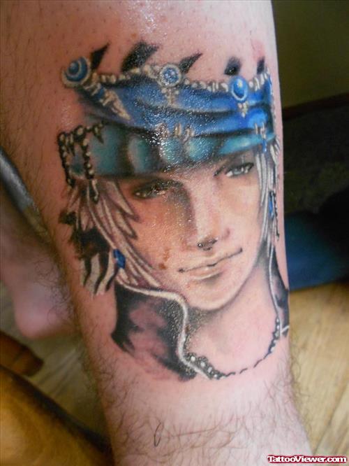 Classic Fantasy Tattoo On Leg