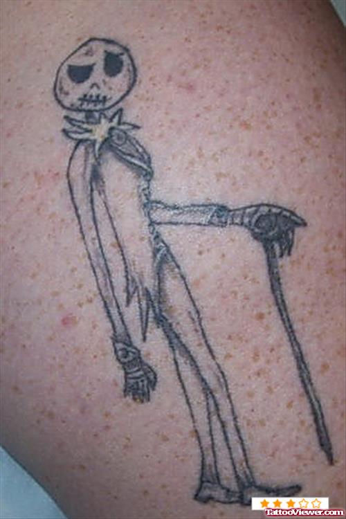 Grey Ink Nightmare Fantasy Tattoo