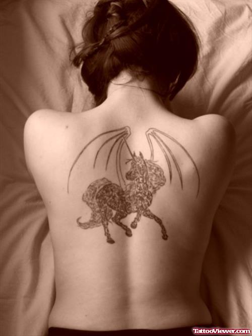 Fantasy Tattoo On Girl Back Body