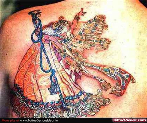 Cool Colored Fantasy Tattoo On Back Shoulder