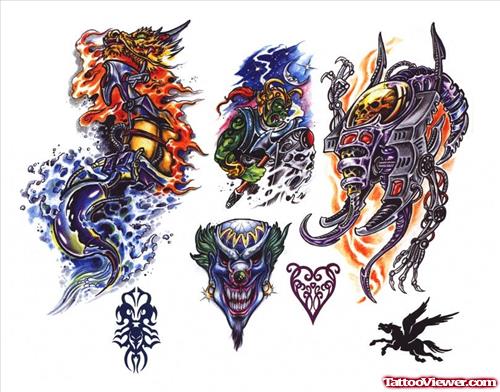 Colored Fantasy Tattoos Designs